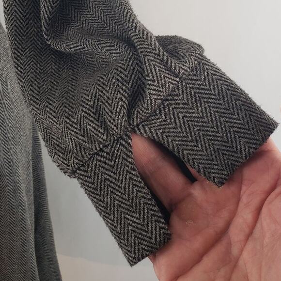 Banana Republic Gray Herringbone Tie Wrap Deep Surplice V-Neck Stretch Dress XS - Picture 8 of 13